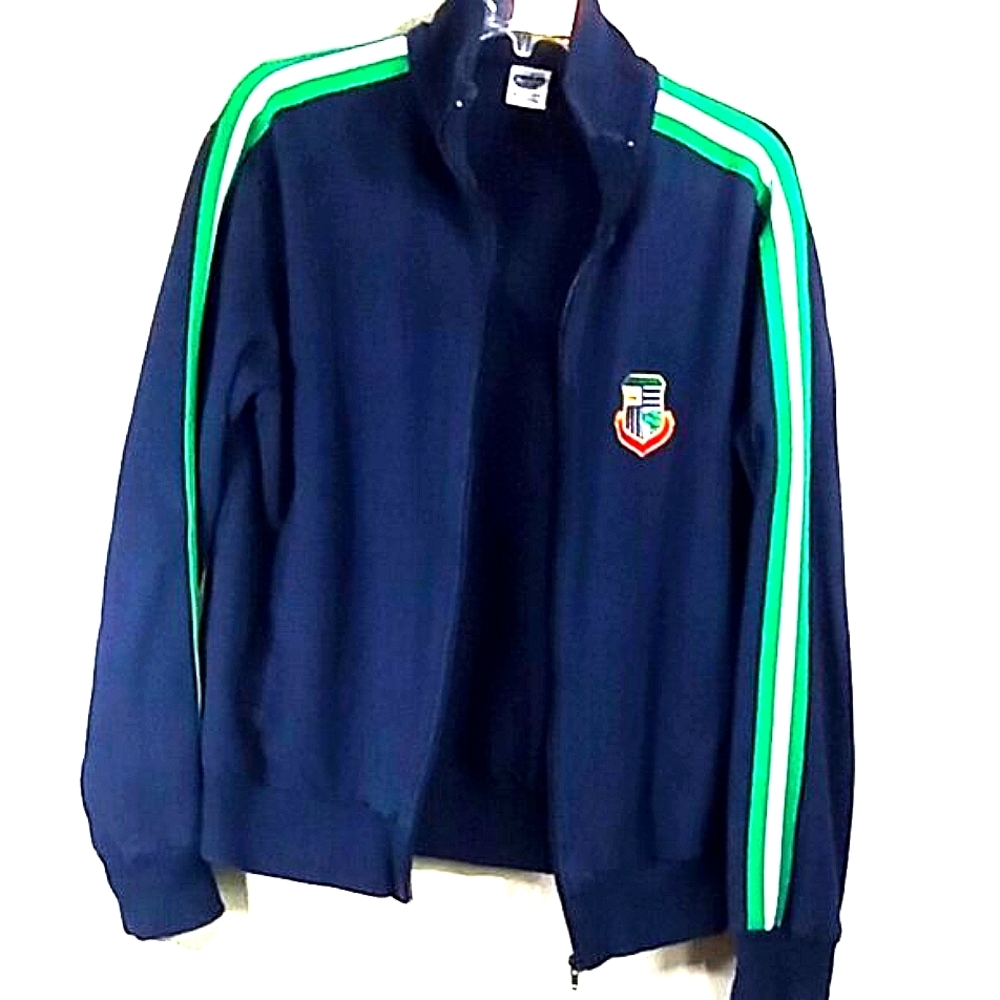 Rainforest Cafe Track Jacket Large Sz Large Blue Full Zip Rainforest Patch Logo